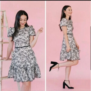 Gal Meets Glam Viola Raffia Embroidery Pattern Dress